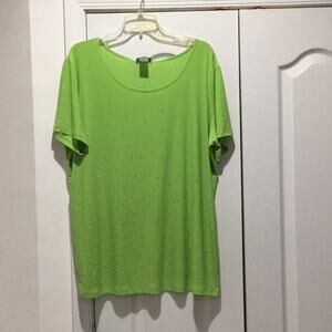 MDS California lime green sparkle top 2x NWT